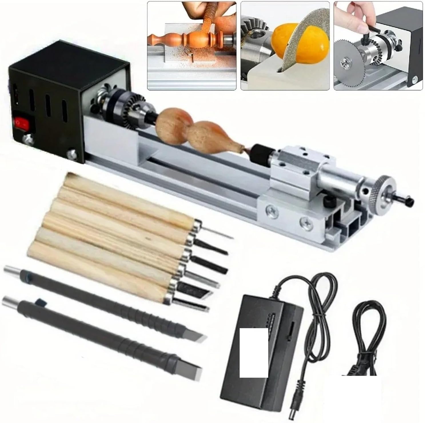 Milling machines, Mini Lathe Machine Tool, Woodworking DIY Wood Lathe Milling Machine Grinding Polishing Beads Drill Rotary Tool Set(Basic A)