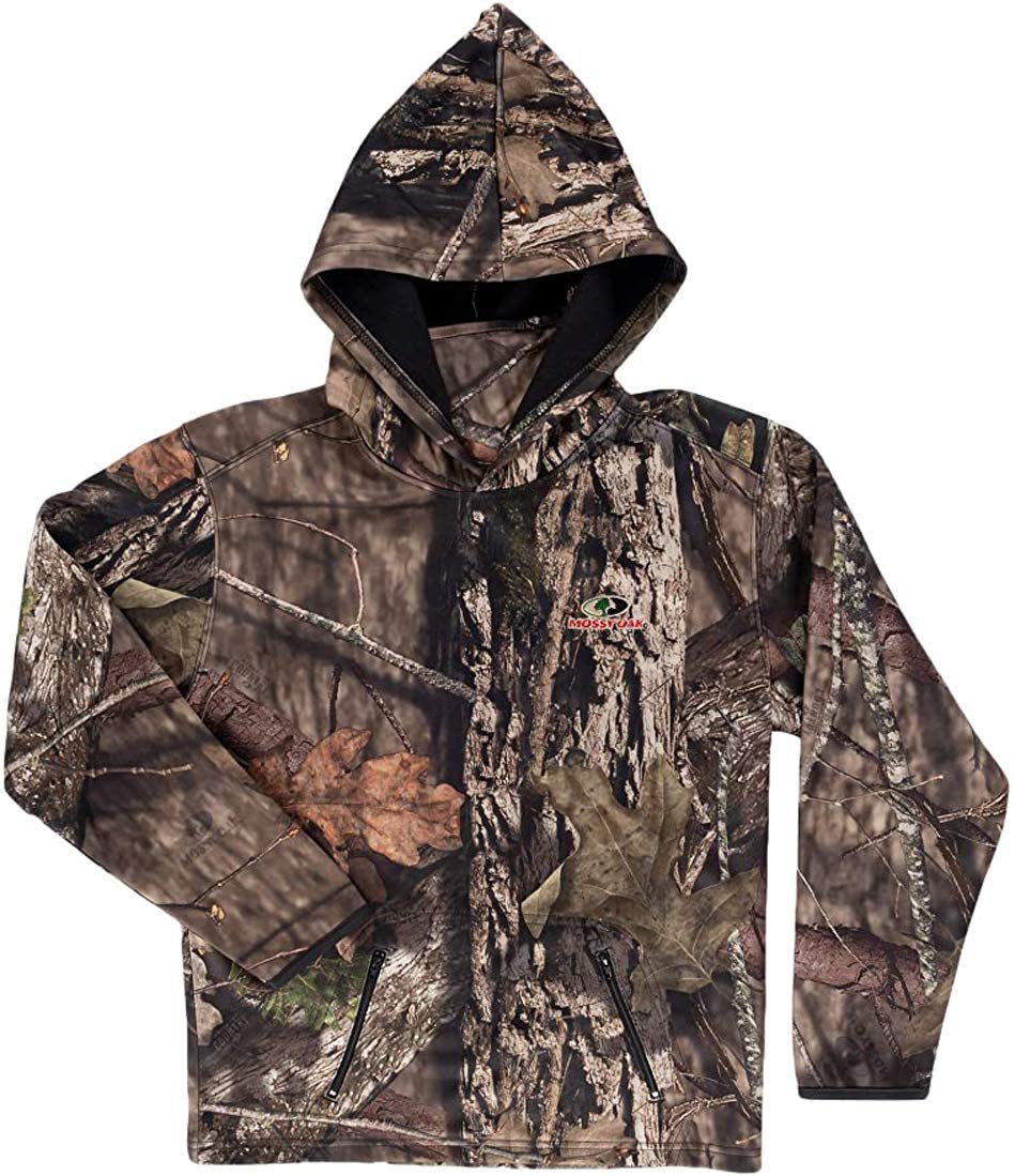 Mossy Oak Pullover tecnico in pile con cappuccio e ghetta da ragazzo