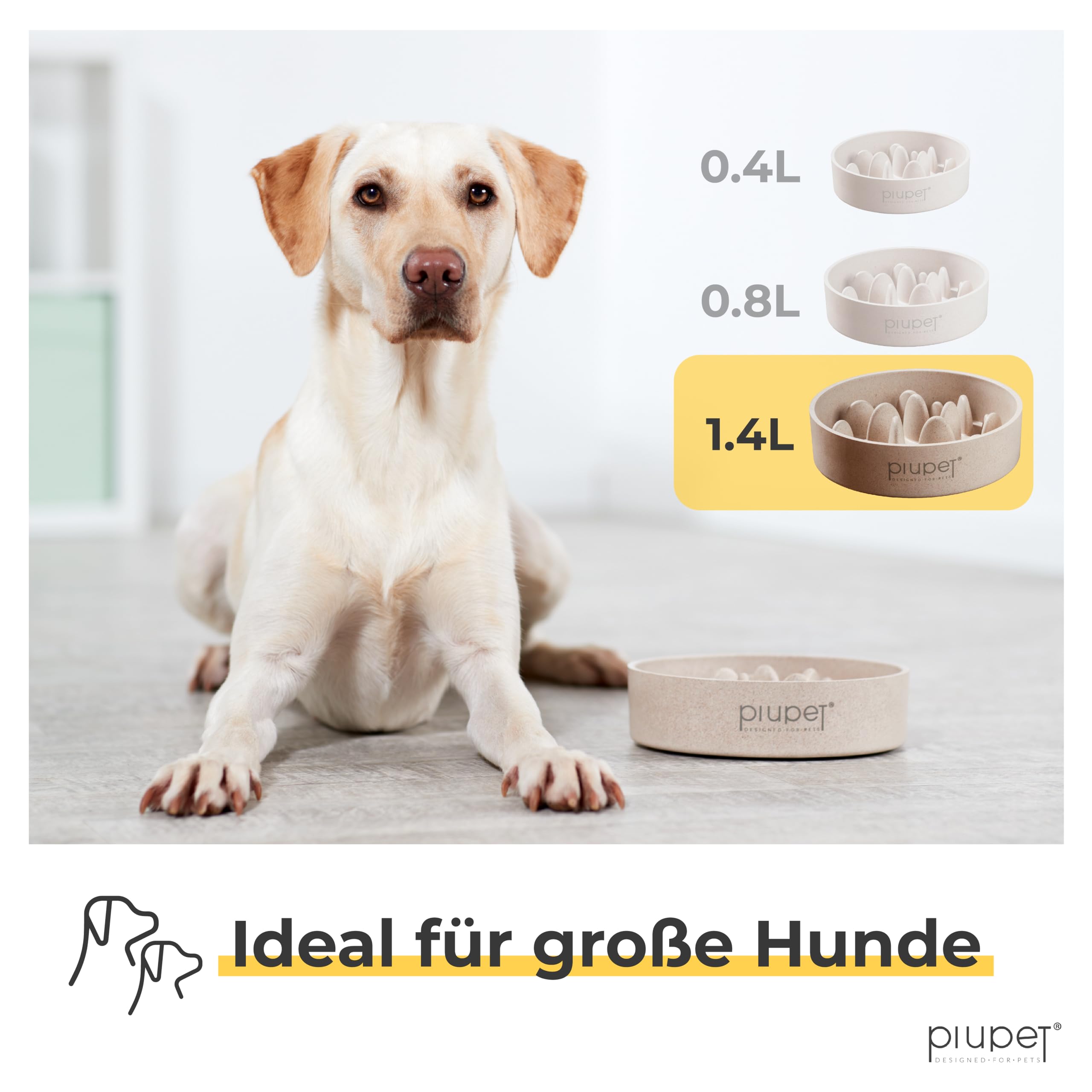PiuPet® Antischlingnapf Hunde I 1,4L I Spülmaschinenfest | Schlingnapf Hunde groß I Anti Schling Napf Hund | Slow Feeder Hundenapf | Futternapf Hund | Dog Bowl