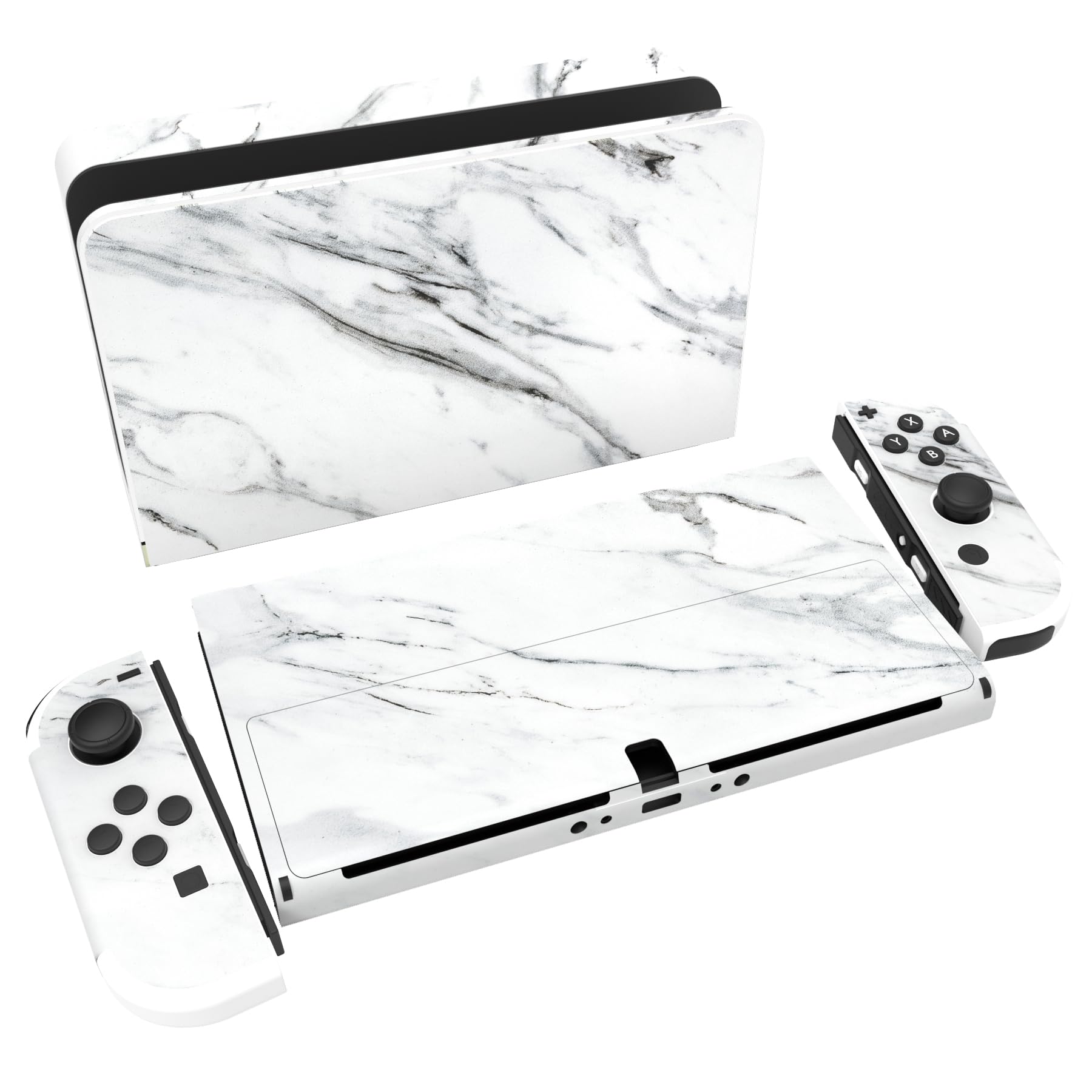 PlayVital Pegatina Protectora Completa para Nintendo Switch OLED - Calcomanías Decorativas para Joy-con y Consola, Skin Stickers Adhesivos (Azul Nebula) — view 45