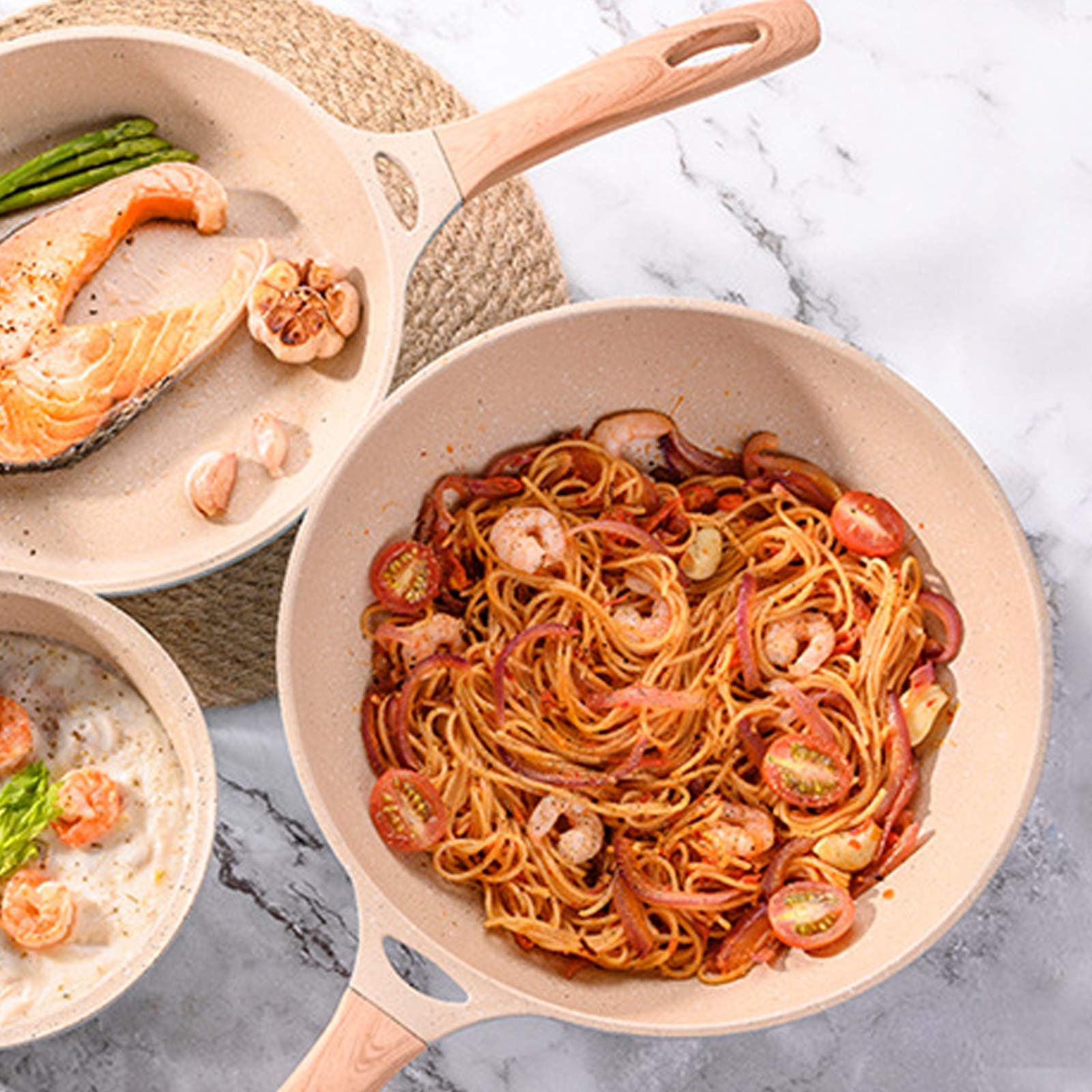 Amazon｜フラットボトムド中華鍋マイファンストーンノンスティック厚