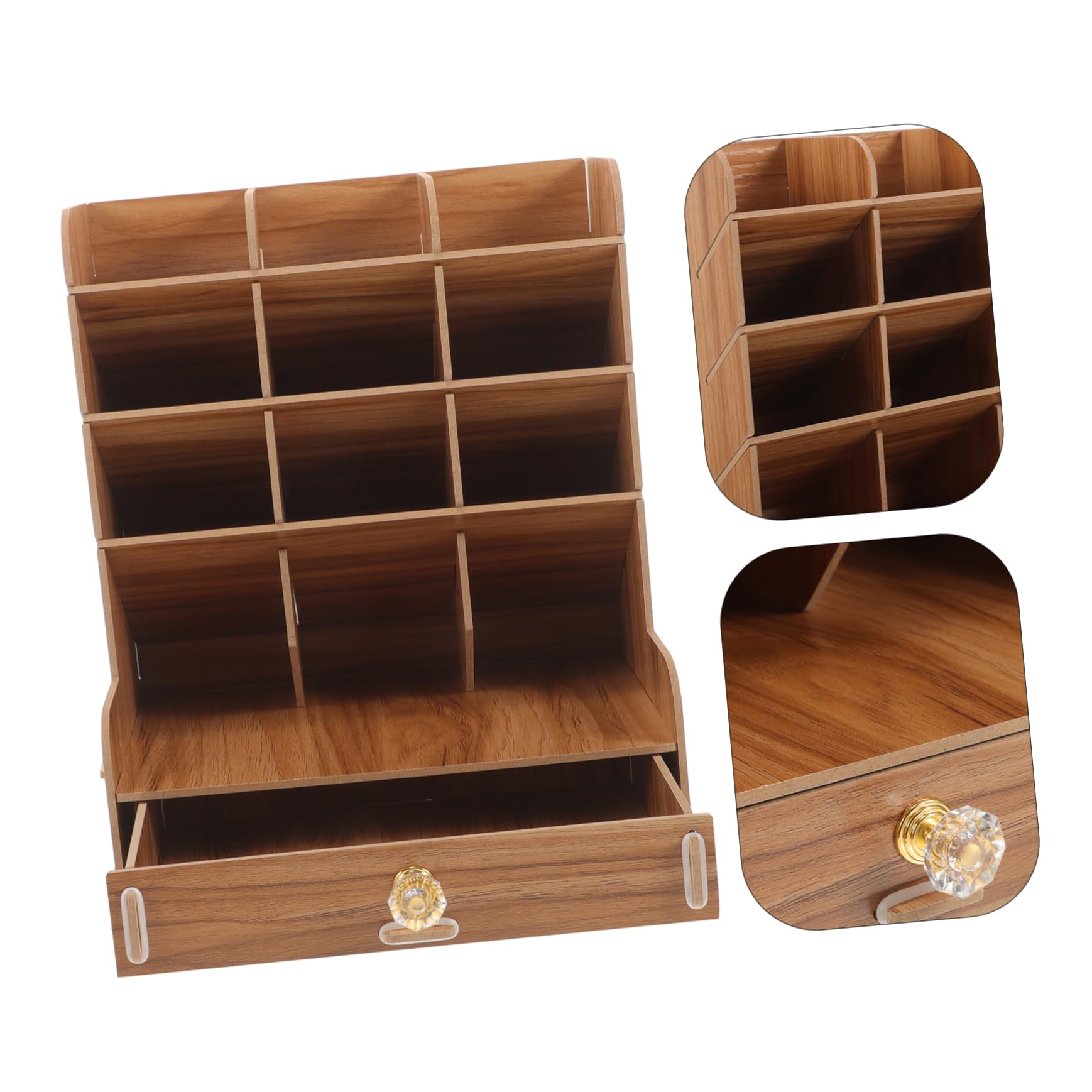 YARNOW Porta Penne Da Scrivania in Legno Contenitore Multiuso Per Cancelleria Organizer Per Ufficio Compatto e Funzionale