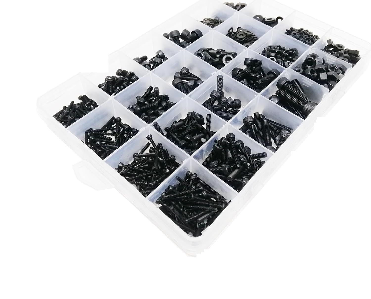 Hex Socket Cap Screw,Flange Head Bolt, Mix Size M1.6-M4 Black Grade12.9 Steel Allen Hexagon Hex Socket Cap Head Screw Bolt Nut Washer Set Assortment Kit(Color:Set B 650pcs) (Color : Set C1140pcs, Si