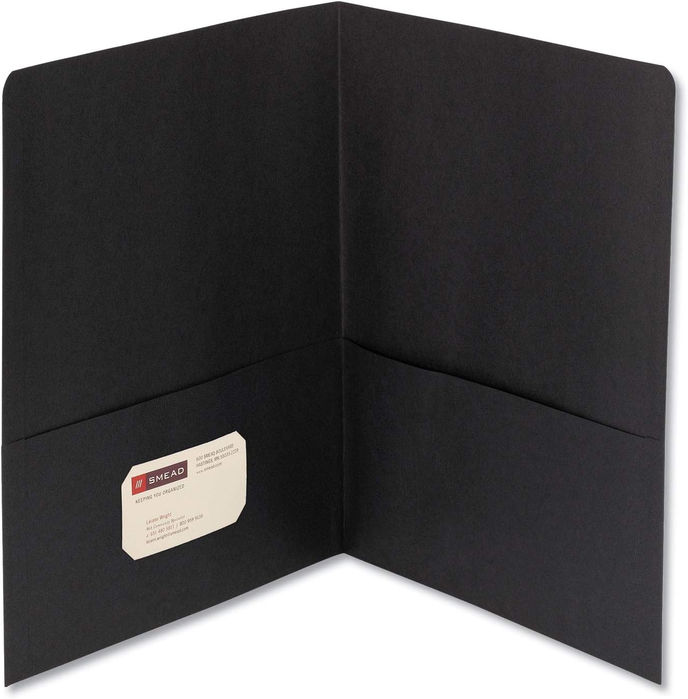 Smead Two-Pocket Heavyweight Folder, Letter Size, Black, 25 per Box (87853), Pack of 1