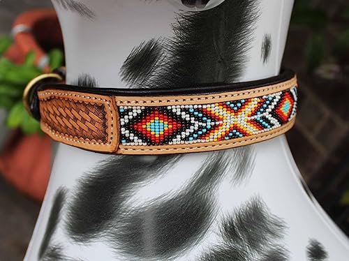 Miniatura 5 de CHALLENGER Grande 21 '' - 25 '' cesta tejido Tooled acolchado cuero con cuentas perro cachorro 60RT22