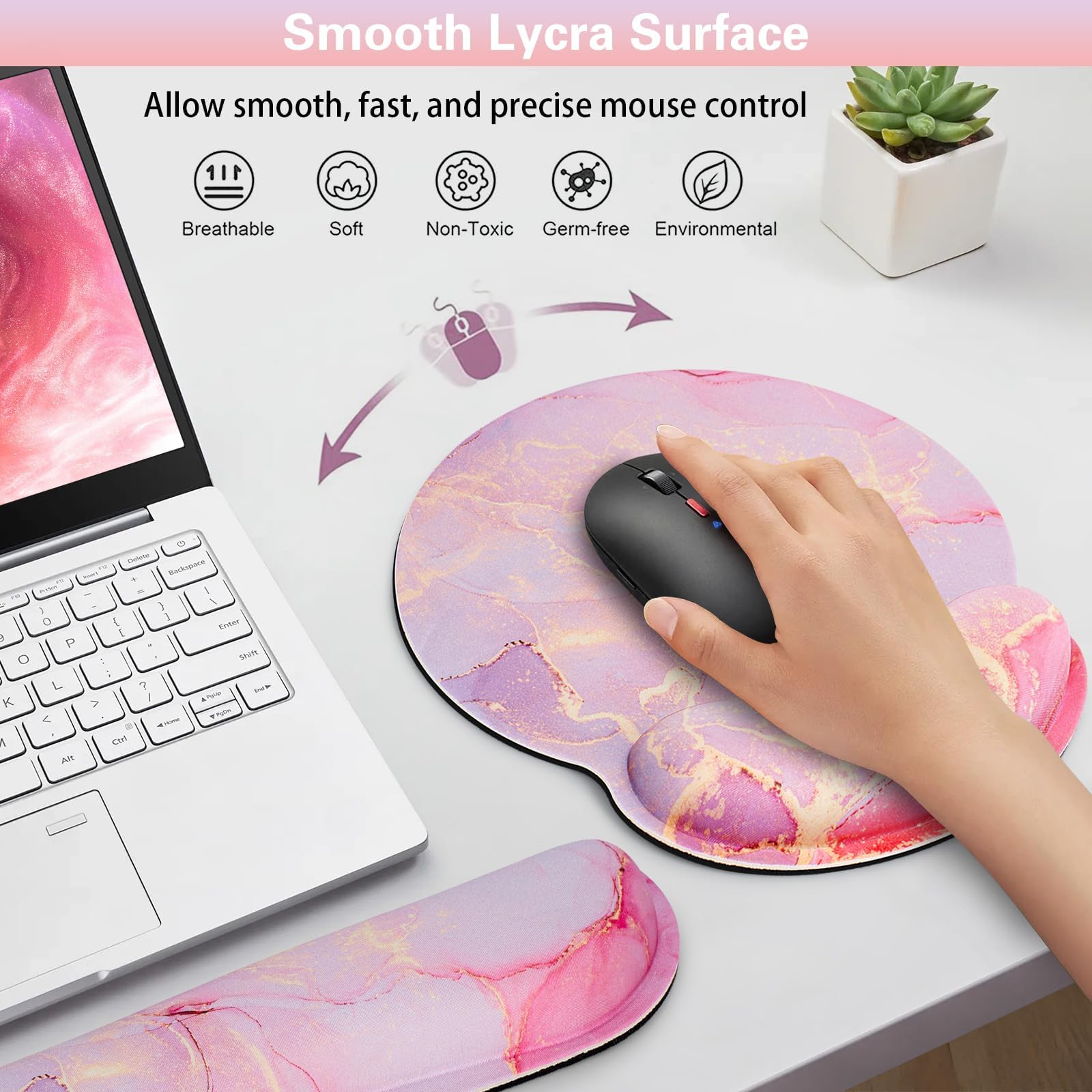 3-En-1 Almohadilla Ratón De Conjunto,Mouse Pad+Reposamuñecas Teclado+Posavasos,Ergonómica Alfombra Raton Ordenador Antideslizante,Almohadilla Raton Analgésica Para Juegos,Hogares,Oficinas