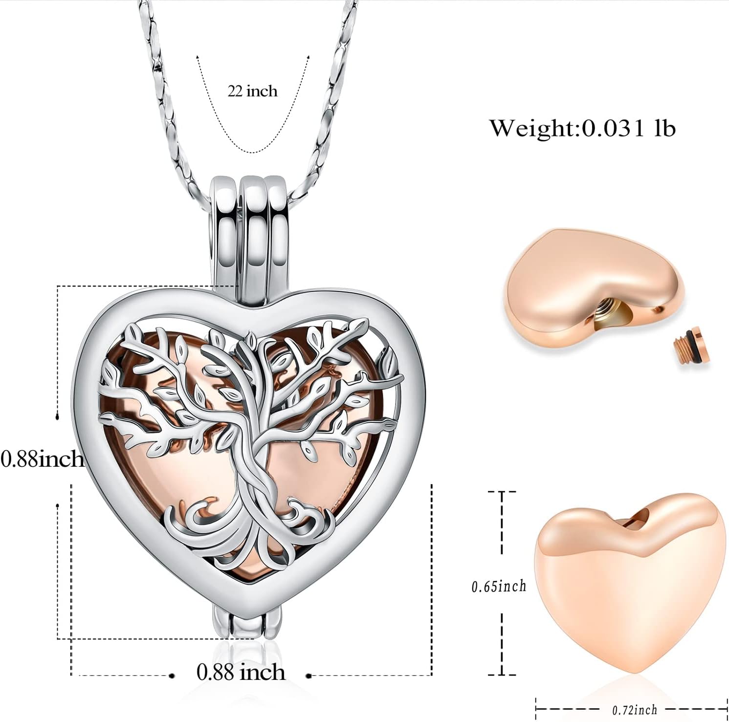 Imrsanl Cremation Jewelry Lotus Flower/Heart Tree of Life Urn Ashes Necklace for Women Men for Loved One Keepsake Memorial Ash Pendant