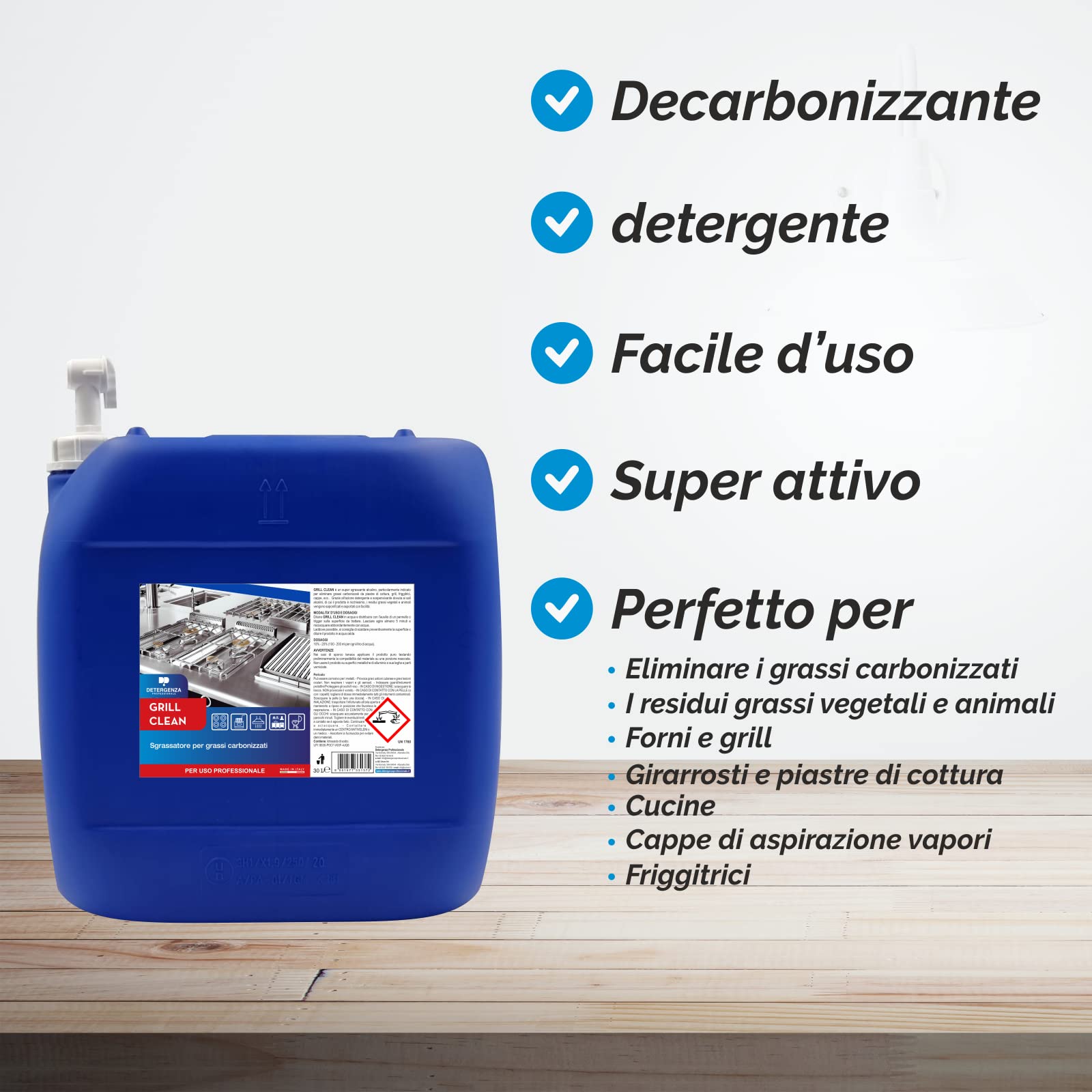 SGRASSATORE per Grassi CARBONIZZATI Grill Clean CONCENTRATO - Tanica da 30 L