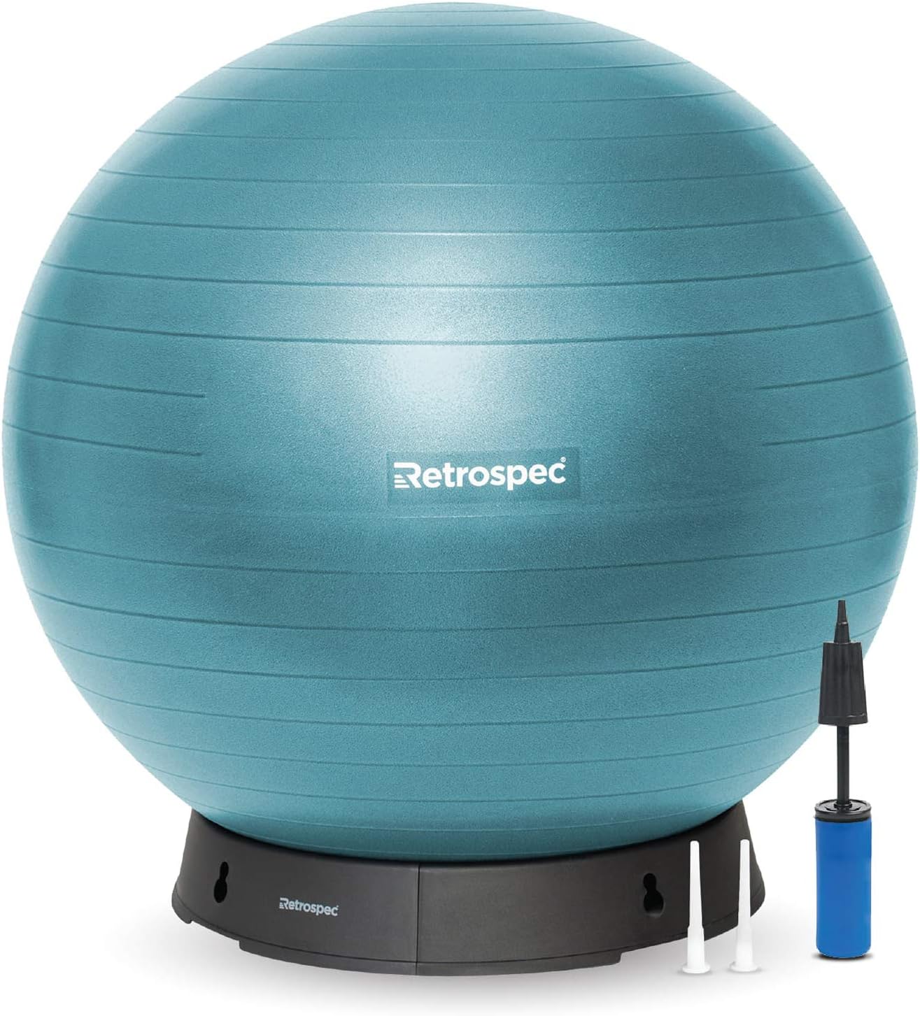 Retrospec Retrospec Luna Exercise Ball, Base & Pump/Ball & Pump with Anti-Burst Material - Fitness Gym Swiss Ball - Perfect for Balance, Stability, Yoga, Pilates, Pregnancy & Birthing