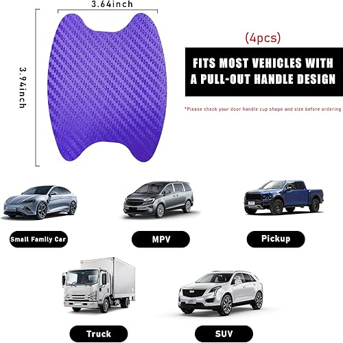 Miniatura 2 de 4 protectores contra arañazos para manijas de puerta de automóvil, textura de fibra de carbono, protector de pintura para manija lateral de puerta,