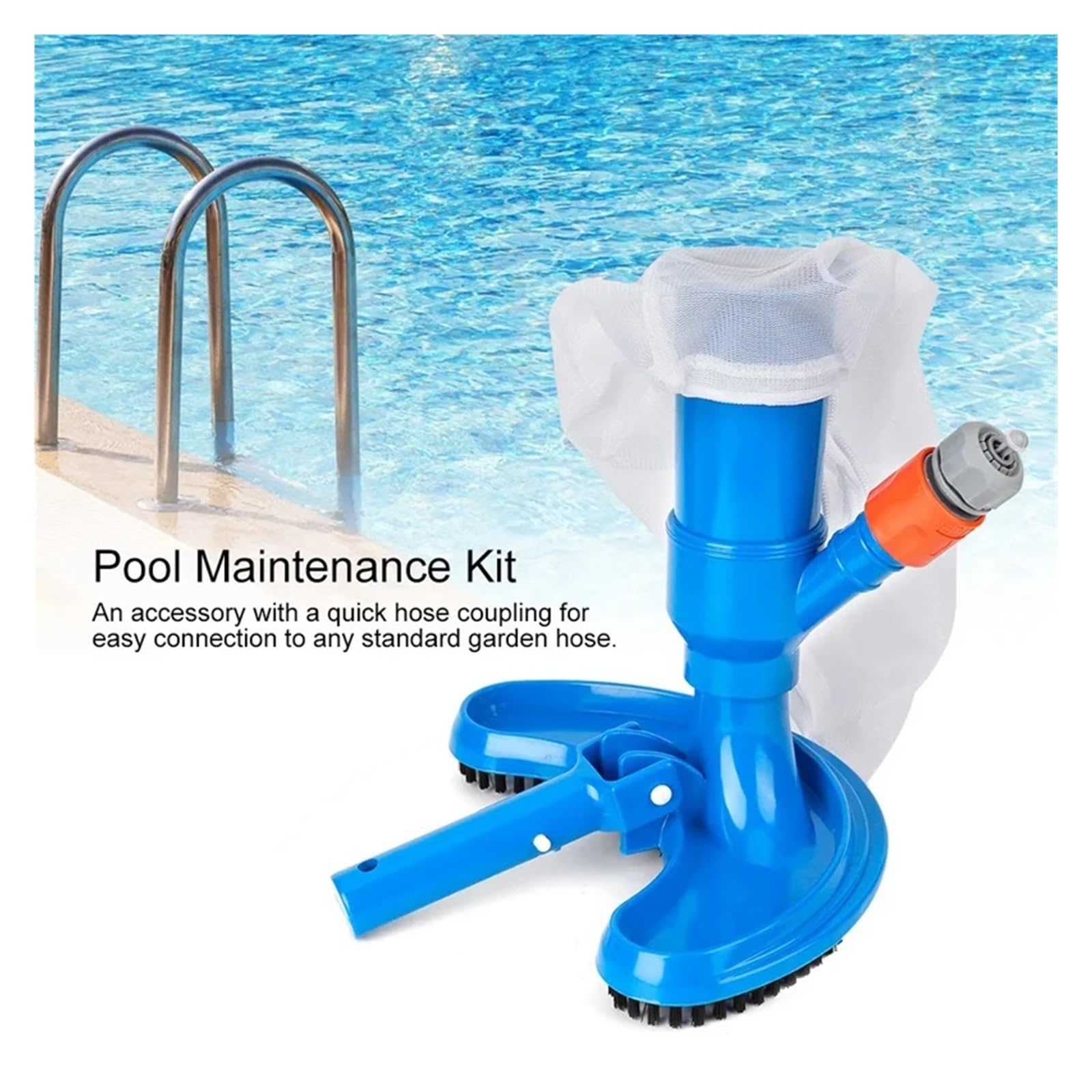 Kit de Herramientas portátil for Limpieza de Piscinas con pértiga de 5 Secciones, aspiradora de Chorro for Piscinas elevadas, spas, estanques y jacuzzis.(E/U Plug)