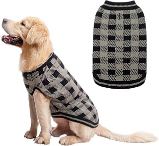 KOOLTAIL Hunde-Winterpullover, klassisch, kariert, Strickwaren, Pullover, weiches Baseball-Shirt, Design für kaltes Wetter