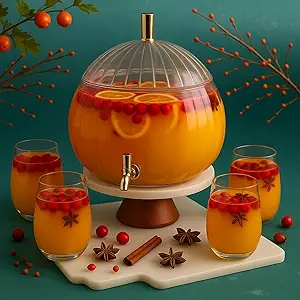 1.3 Gallon Thanksgiving Pumpkin Drink Dispenser with 4 Clear Plastic Cups Pumpkin Shaped Drink Dispenser Fall Harvest Kitchen Decoration with Spigot for Halloween Autumn Party Supplies