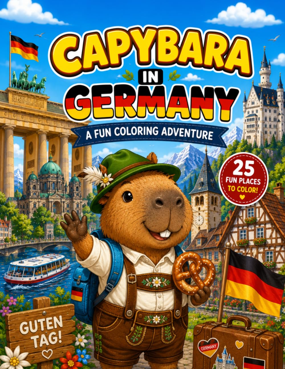 Capybara in Germany: A Fun Coloring Adventure Through Castles, Fairy Tales, Forests, Rivers, and Bavarian Traditions (Capybara Around the World)