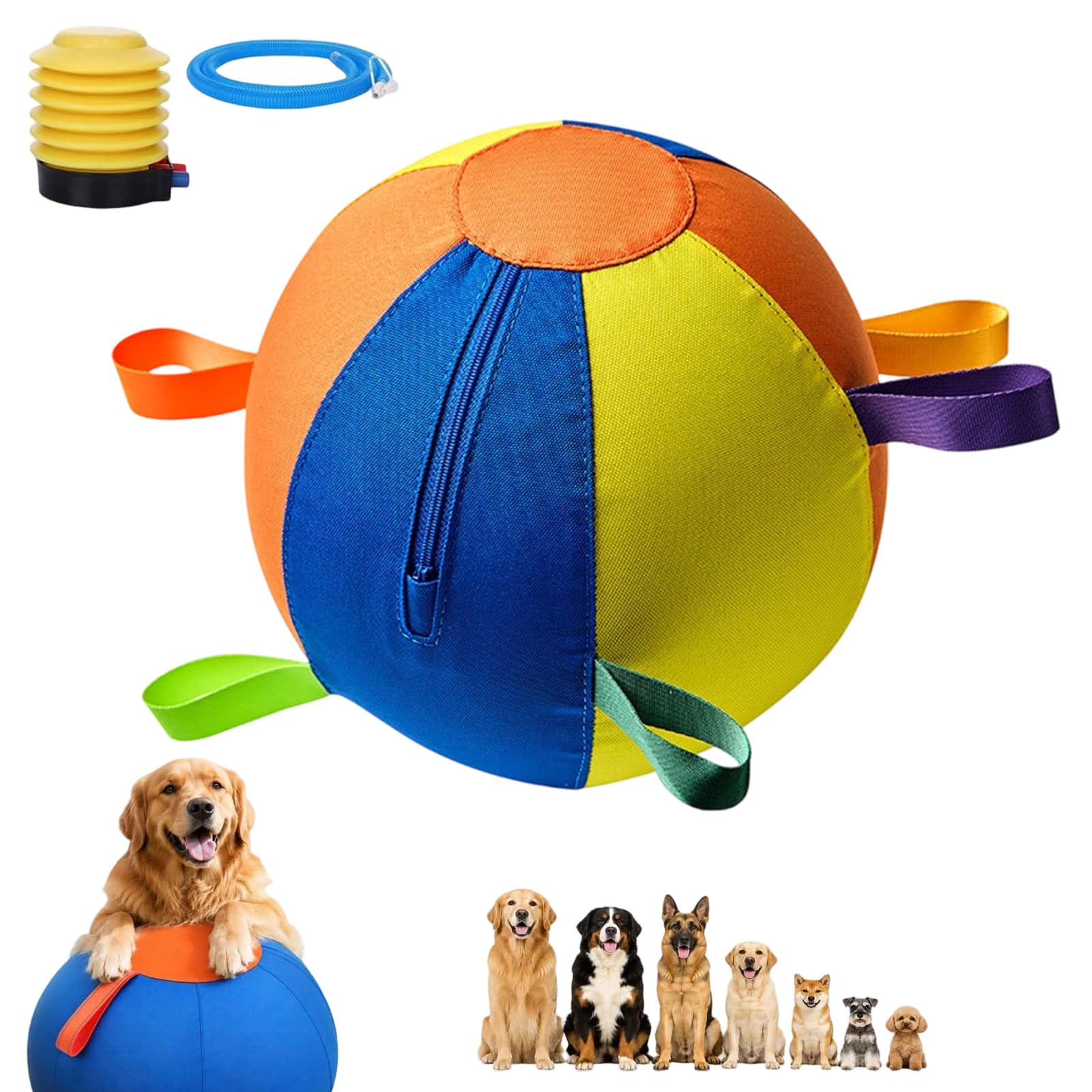 Balle GéAnte pour Chien, Ballon de Troupeau pour Chien, Gros Ballon pour Chiens RéSistant,Jouet Interactif RéSistant avec Sangle, pour Grand et Petit Chien, IntéRieur et ExtéRieur，D：65cm