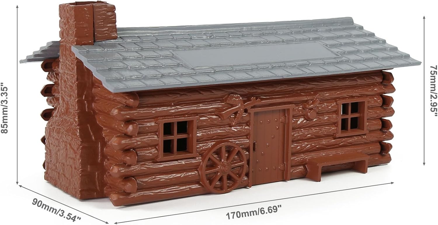 O Scale Log Cabin Painted Model Barn Stable Kit Unassembled for Model Trains Layout JZO02P (Red)