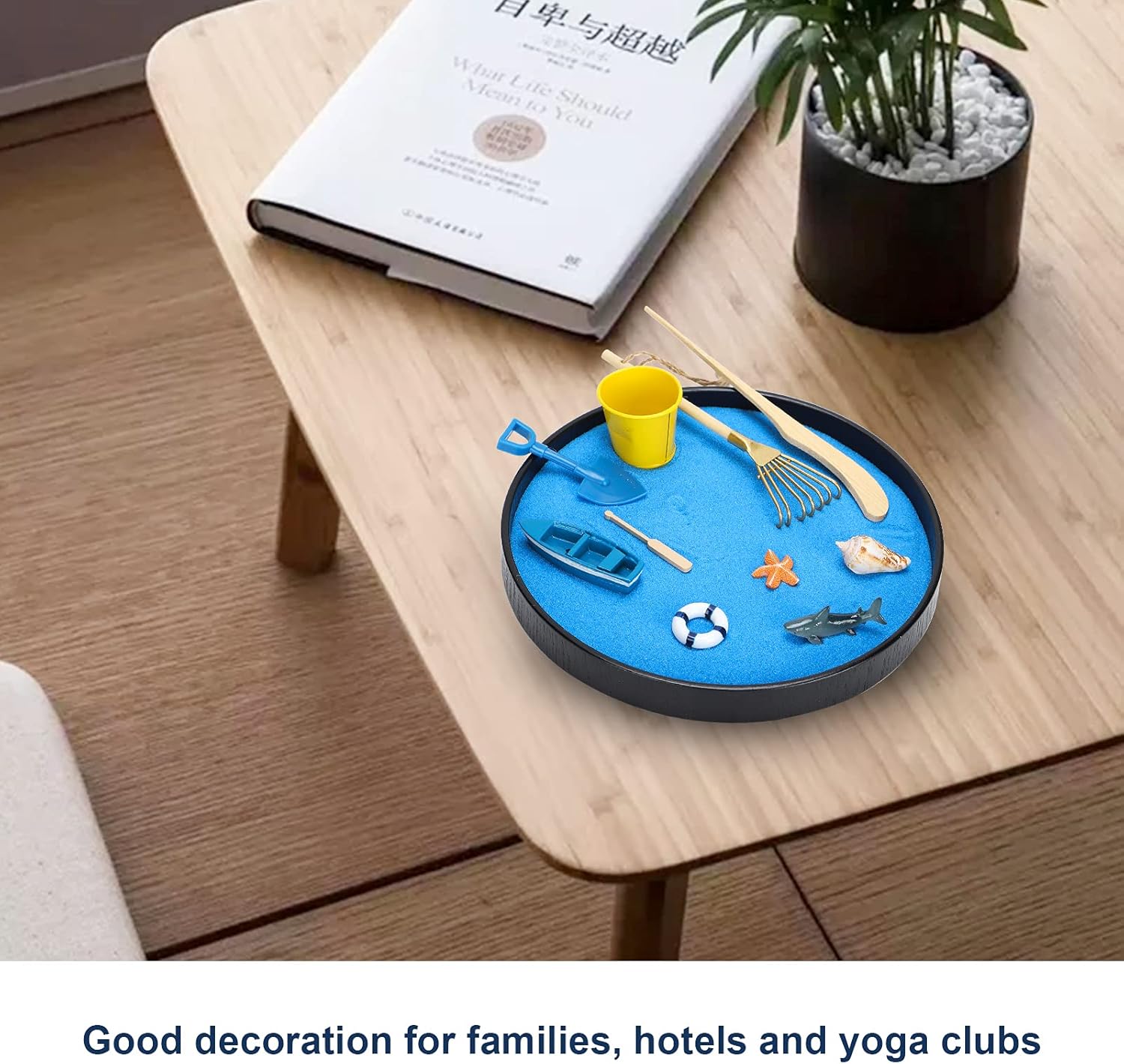 Desktop Beach Micro Landscape DIY Crafts Set for Stress Relief,Round Sand Table Decor for Office Desk,Living Room Ornament,Resin Boat Starfish Iron Bucket Accessories Kit