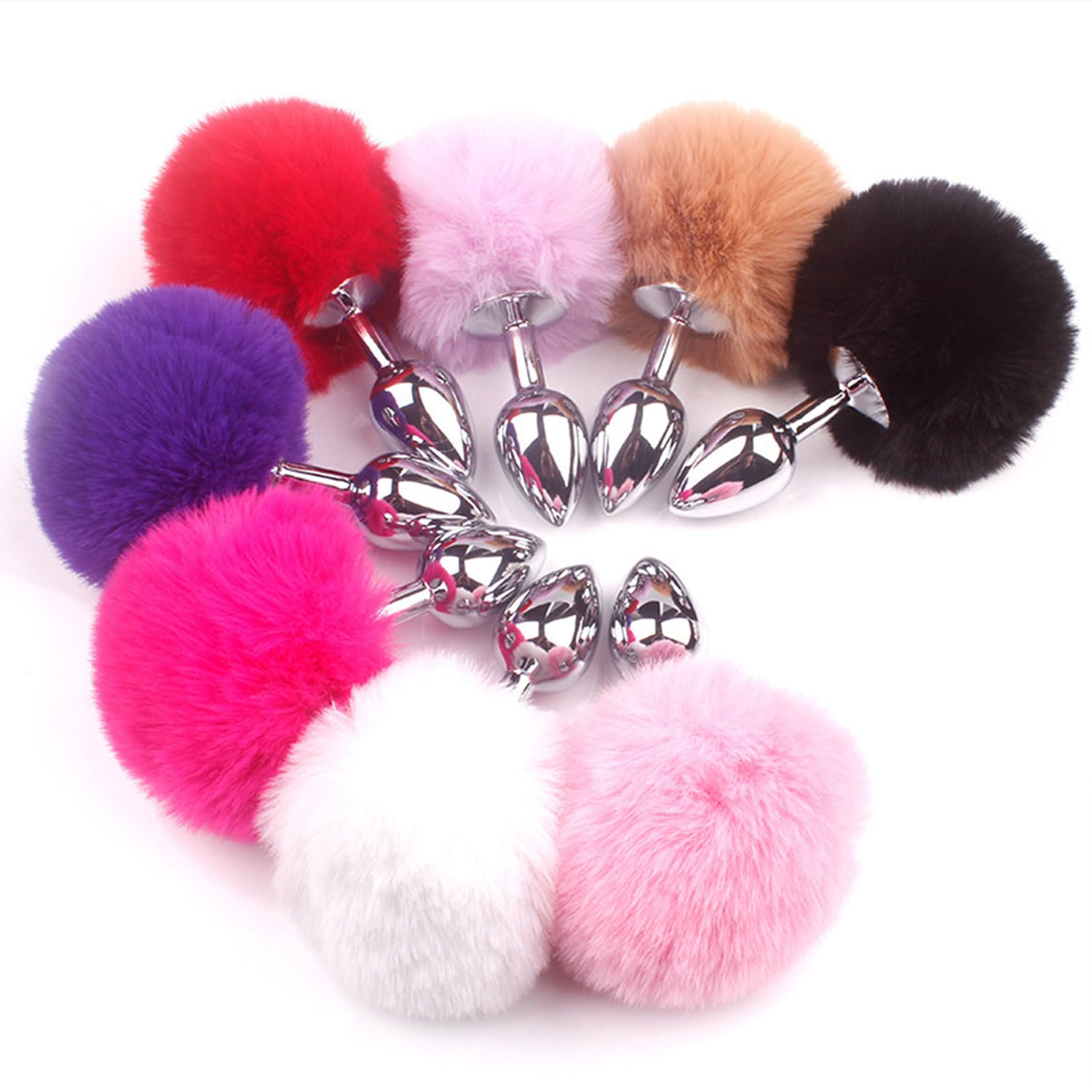 Anal Plug Adult Sex Toy,Small Size Butt Plug Metal Butt Plug Sexual Anus Rabbit's Tail Anal Sex Toys,Stainless Steel Anal Butt Plugs Anal Trainer Toys for Adult Women,Men and Couples(Pink)