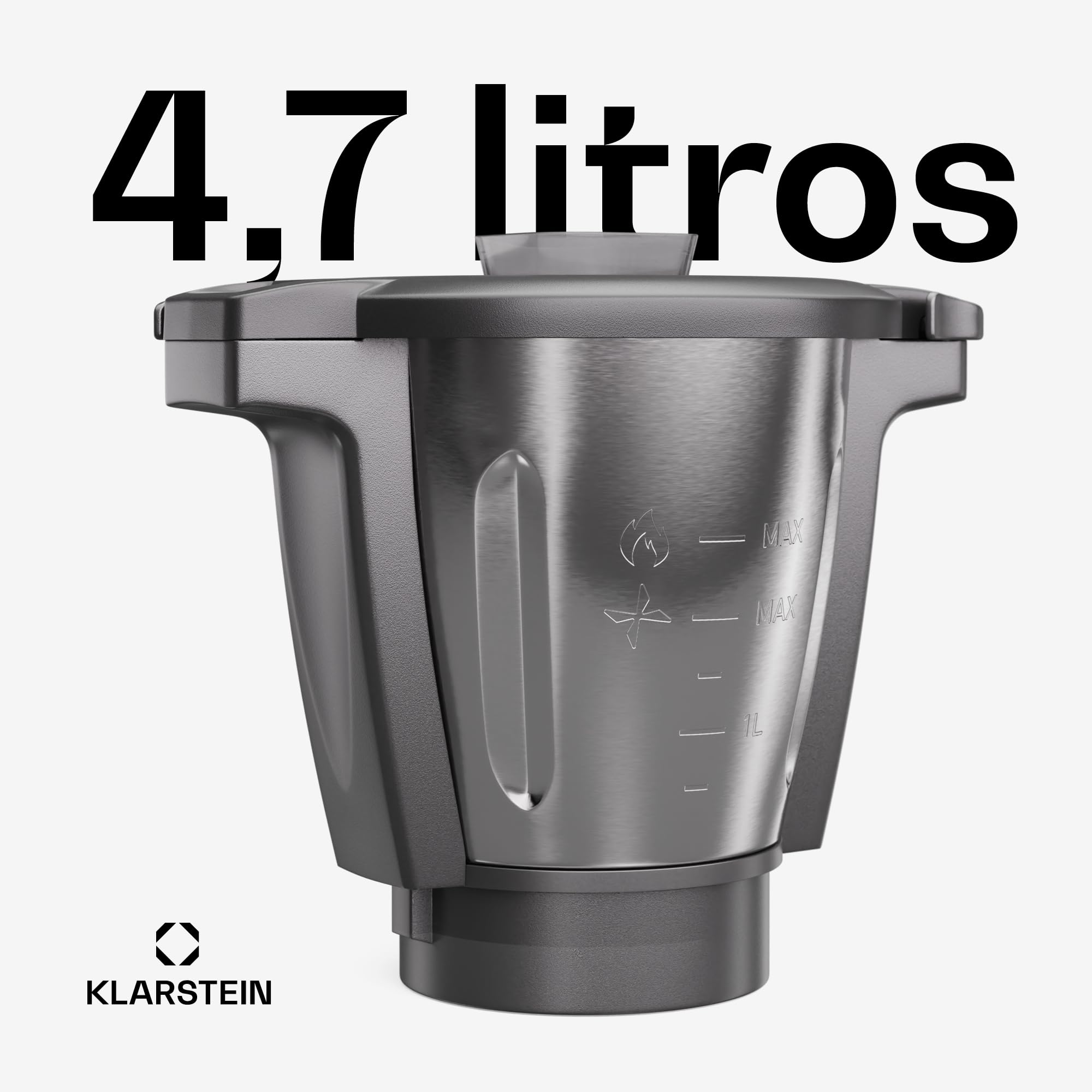 Klarstein Batidora de Cerámica Multifuncional, 1700W Batidora con Picadora, 4 en 1 Batidoras, Mezcladoras y Procesadores de Alimentos para Cocina, 4.7L Pro Combo de de Cerámica Grande