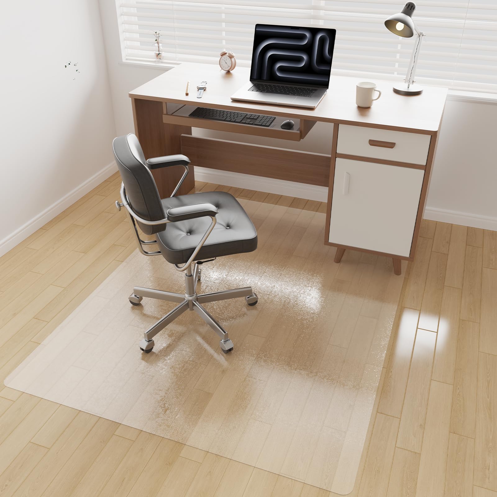 [Two-Sided Usable] 50” x 60” Hard Floor Chair Mats for Office, Clear Computer Chair Mat for Hardwood, Plastic Desk Floor Mat for Hardwood Floors,