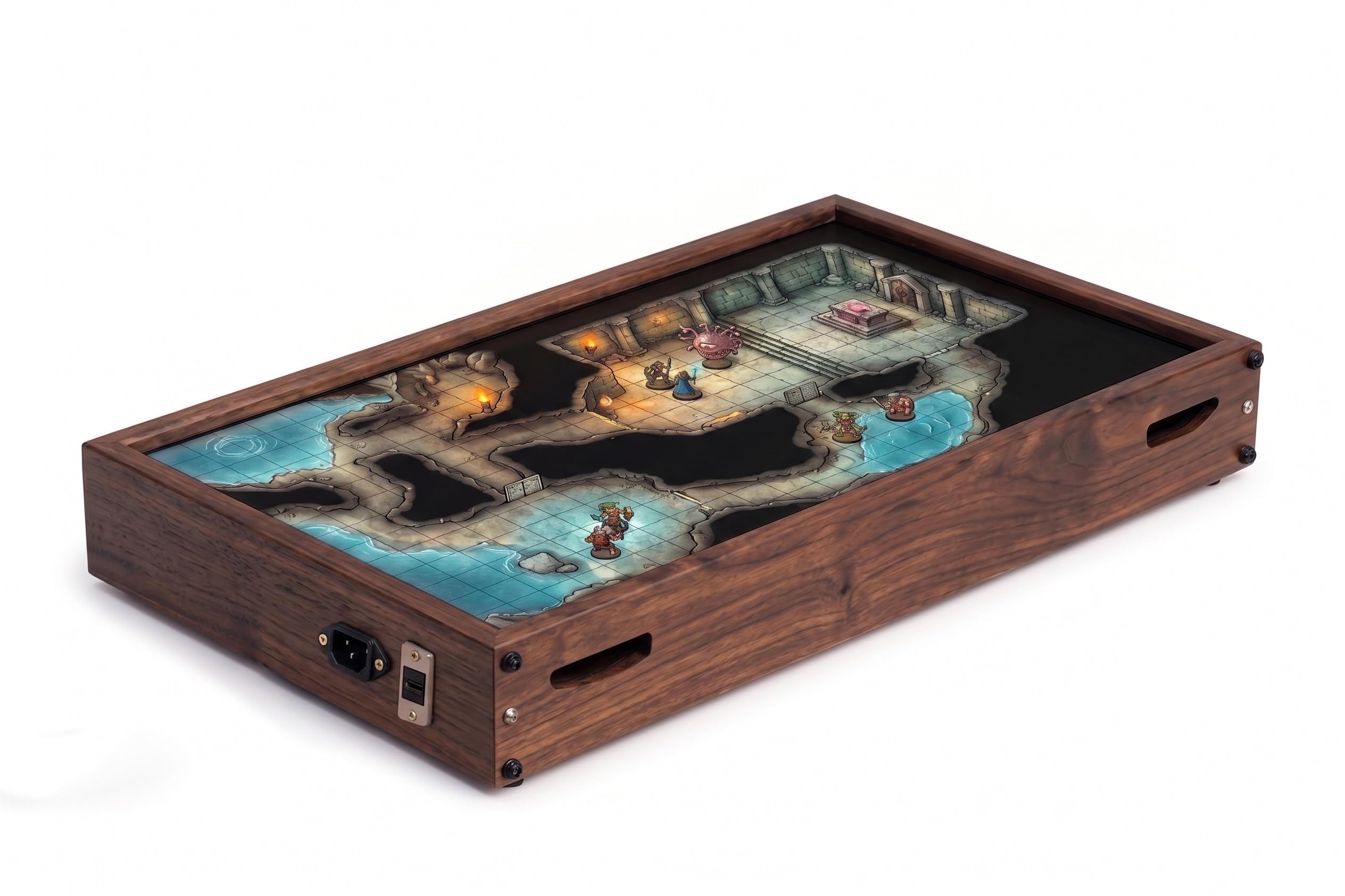Écran Battlemap 24,5" pour D&D et Jeux de rôle, Noyer foncé