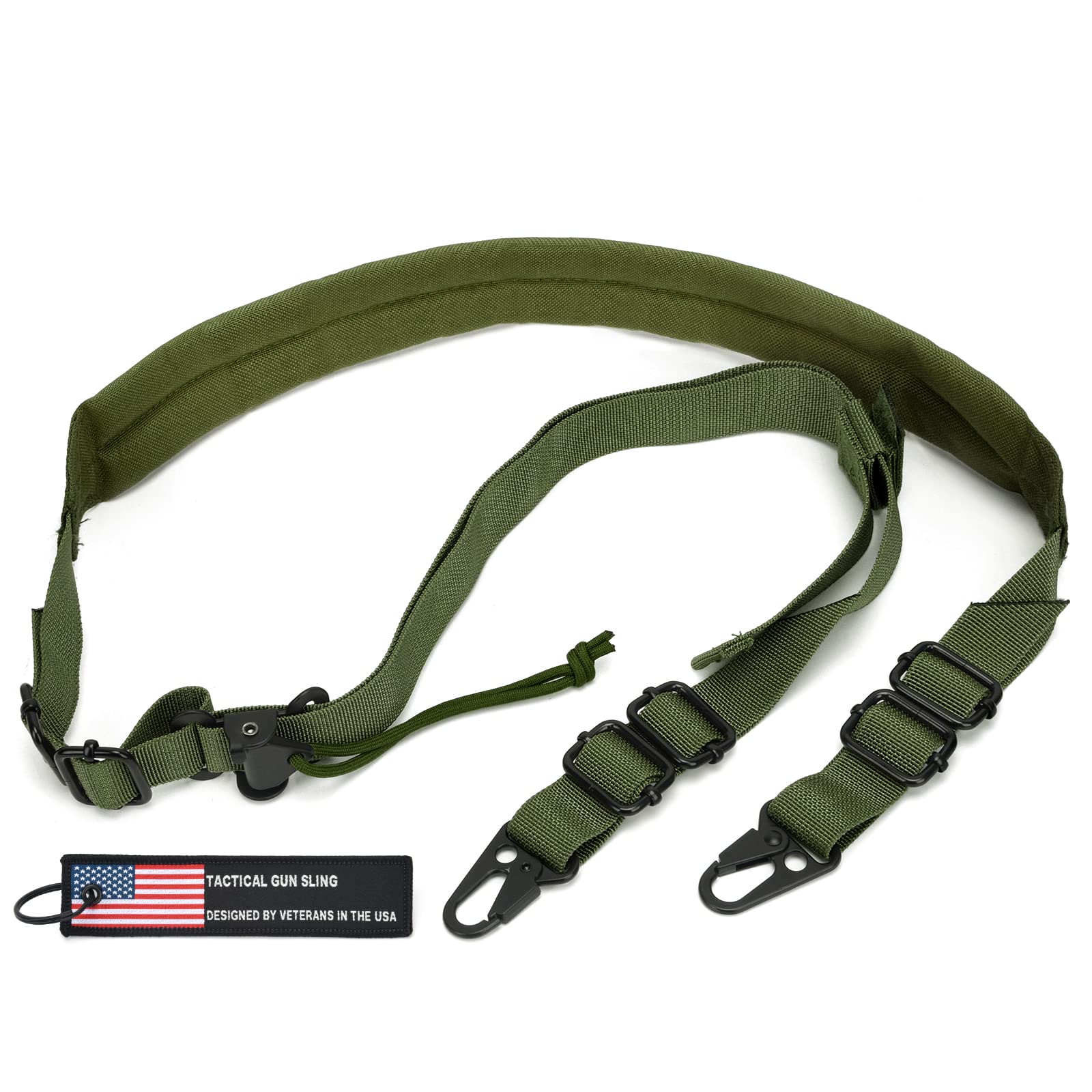 WarBull 2 Point Rifle Sling, Quick Adjust Gun Sling with HK Hook, Soft Shoulder Pad Traditional Sling for Rifle Shotgun Camera Crossbow Hunting Shooting and Outdoor Sports with Keychain Gift