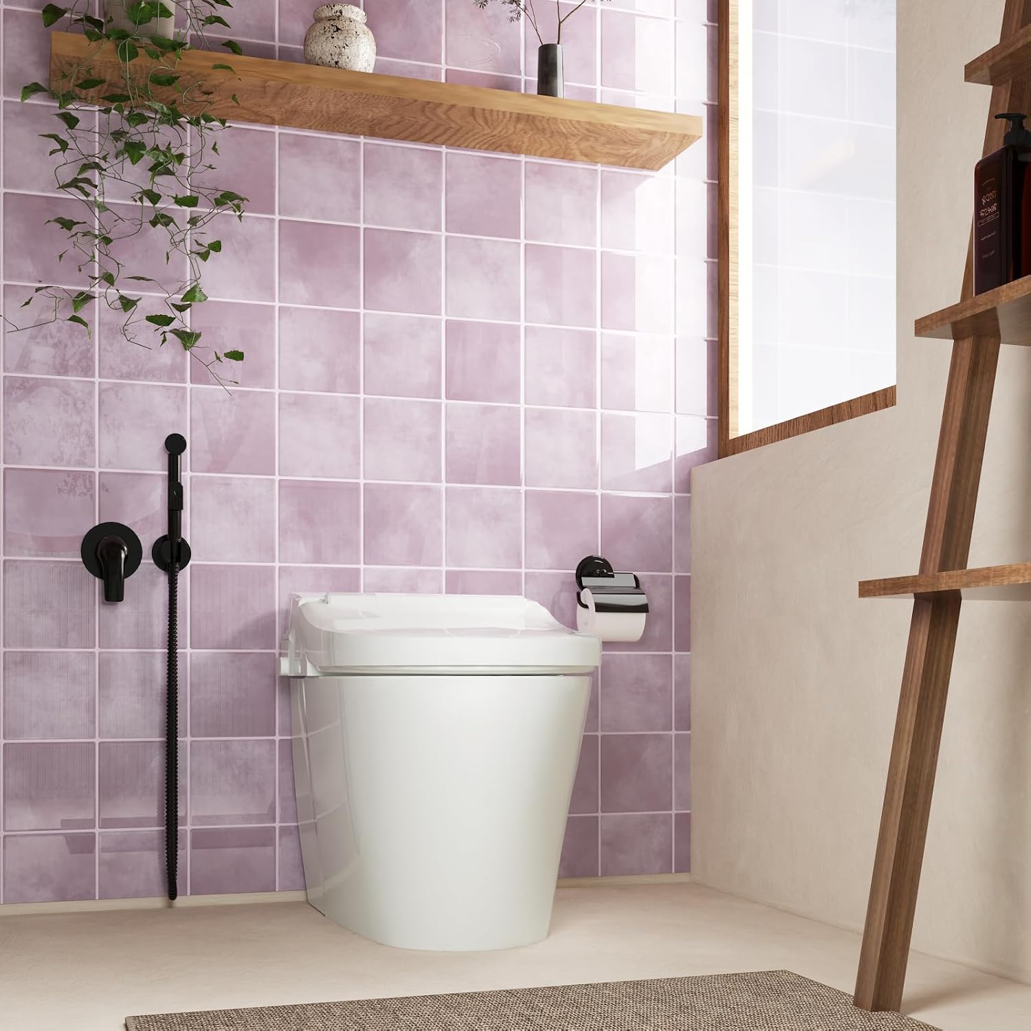 VaryStyle Gradient Pink Backsplash Tile Peel and Stick Wall Tiles Self Adhesive Stick on Back Splashes for Kitchen Bathroom Waterproof Sticky Pink Marble Mosaic Tile for Laundry Room 18-Sheet 12"x12"