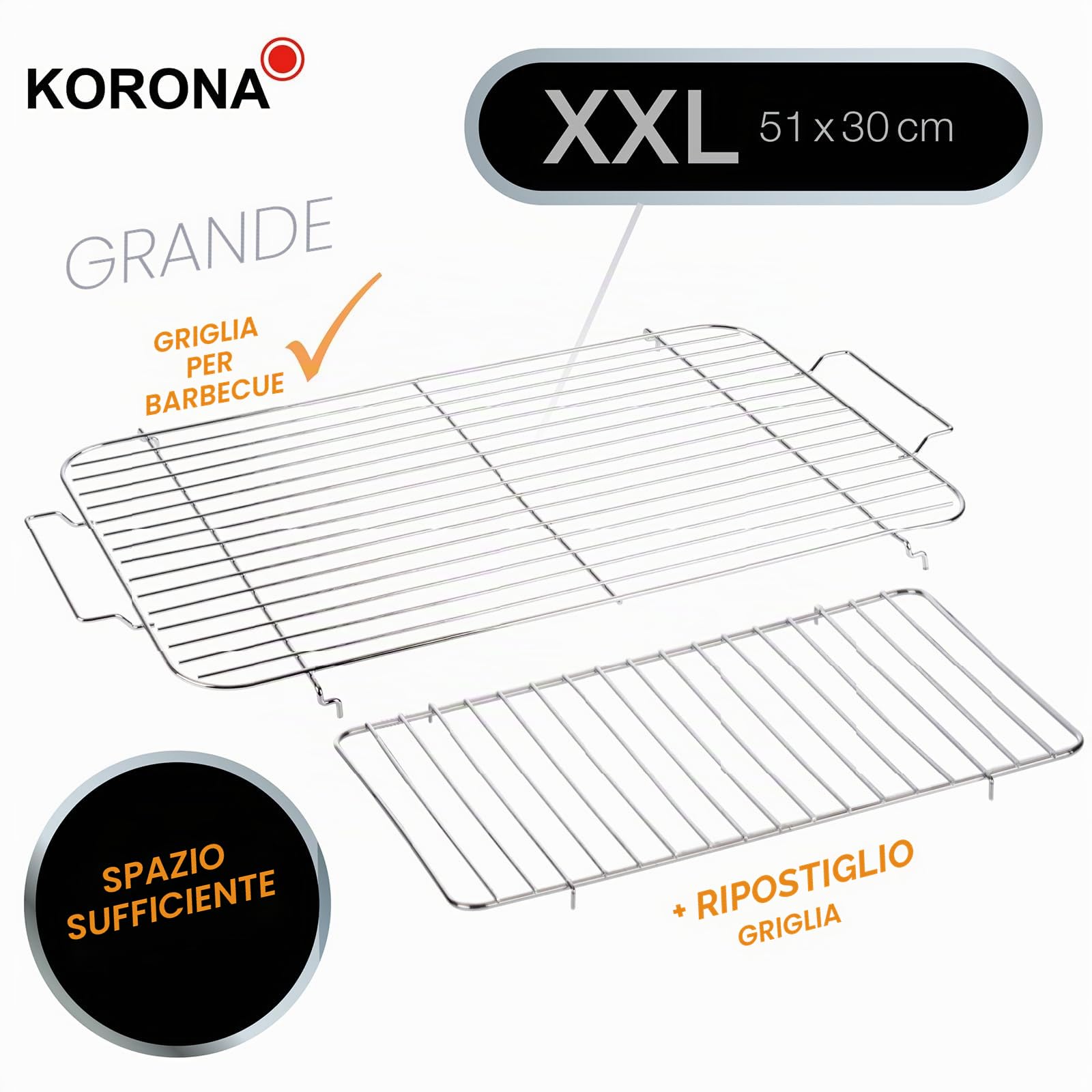 Korona 46117 Barbecue elettrico da tavolo con superficie barbecue XXL (51 x 30 cm) | 2200 Watt | elemento riscaldante rimovibile | interruttore di sicurezza | regolazione continua della temperatura