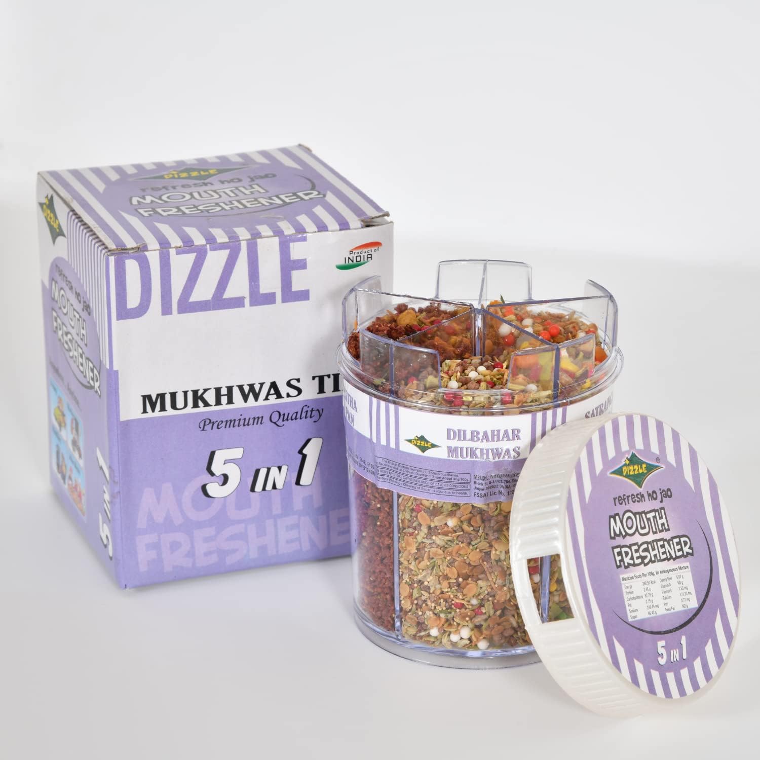 Dizzle 5 In One Mouth Freshener | Mukhwas Mouth Freshener | Mukhwas Mouth Freshener Gift Box | After Meal Digestives Mukhwas | Premium Mouth Freshner | Jaipuri Mukhwas | 5 in 1 Mukhwas - TIN