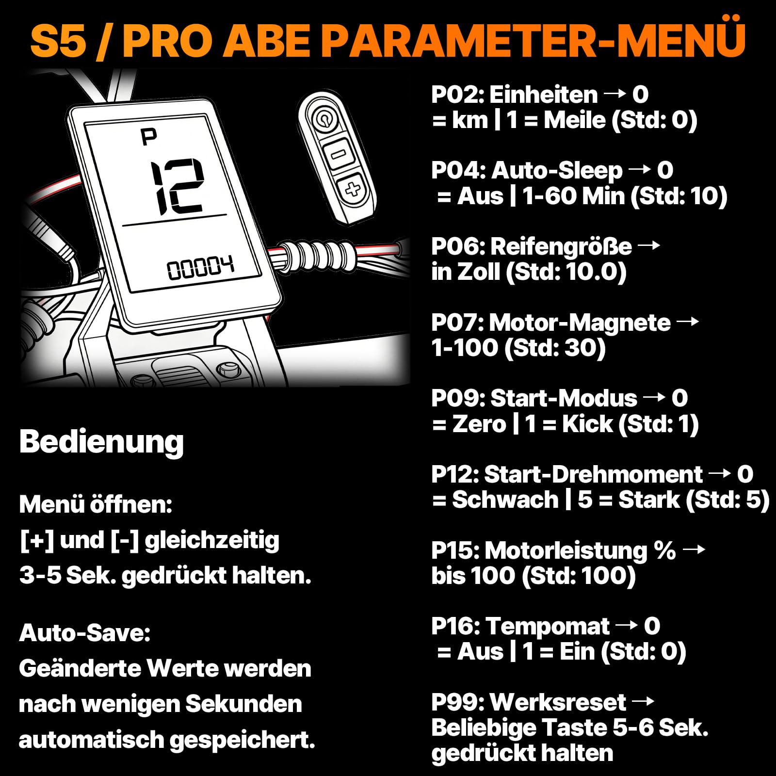 Upgrade-Kit Set kompatibel mit JOYOR S5/Pro ABE/Y8S | Präzise, Vollfarb-Display, Hardware-Upgrade, 36 km/h, E-Scooter,60km/h