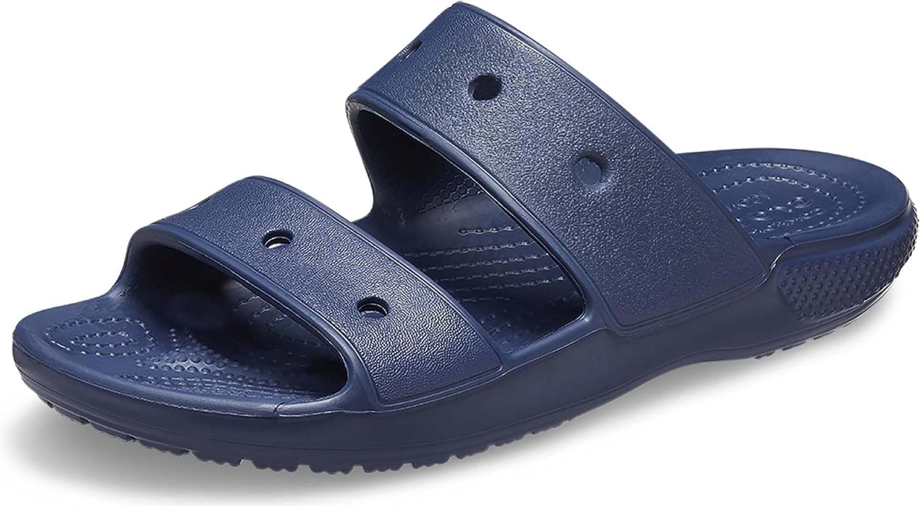 Men's and Women's Classic Two-Strap Slide Sandals, Navy, 10 Women/12 Men