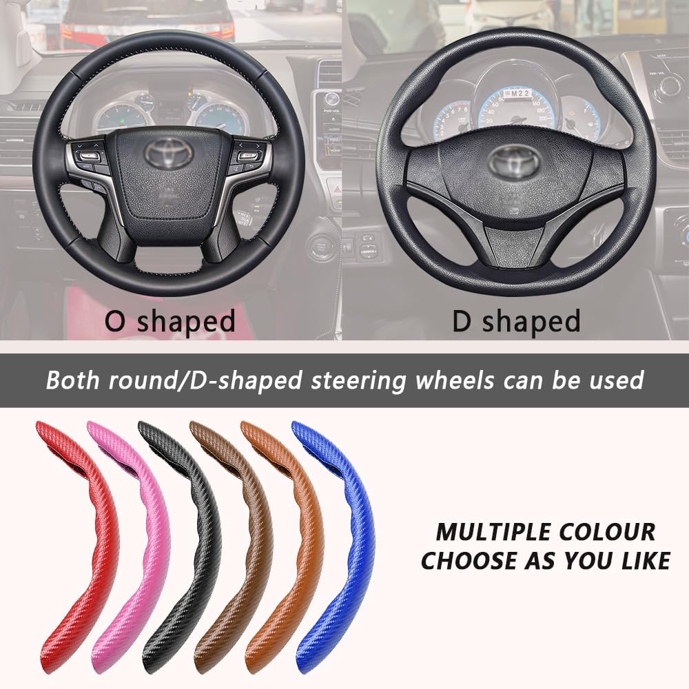 Fibra di Carbonio Coprivolante Auto,Sicuro e Antiscivolo Accessori Auto per Uomini e Donne,Universale 38cm Copri Volante per Auto,Coprimanubrio AAuto per Camion SUV (Nero)