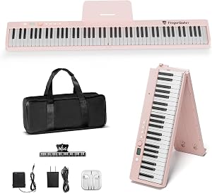 Portable Piano Keyboard, Semi-Weighted Folding Digital Piano 88 Key, Full Size, Wood Grain, Electric Piano Keyboard w/MIDI Bluetooth, Suitable for Adult, Toddler