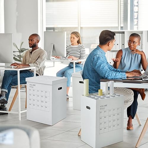 Vista 5 de PerKoop Paquete de 2 soportes organizadores de almacenamiento para almacenar pósteres, gráficos de anclaje, 40 ranuras de 25 x 17.7 x 14.2 pulgadas