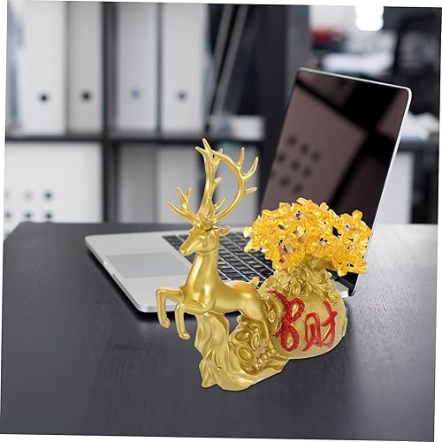 Miniatura 5 de NOLITOY Encantadora estatua de alce 1 unidad, adornos de árbol de la riqueza, árbol de la vida, árbol de la vida, decoración del hogar, accesorios