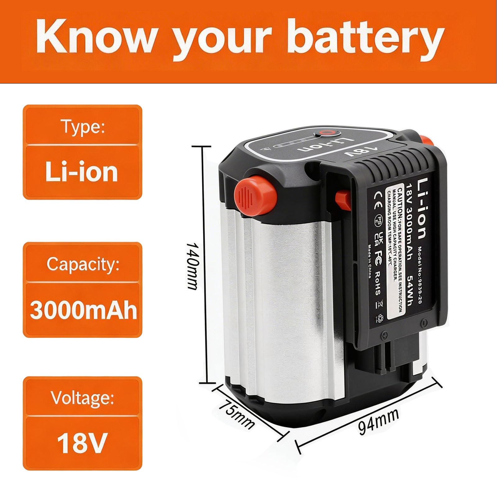 Batterie Li-ion 18V 3000mAh pour Gardena BLi-18 9840-20 9839-20, compatible avec Gardena Li-ION System Li-18, convient pour Gardena 18V Li-ION 8833-28, 8832-20