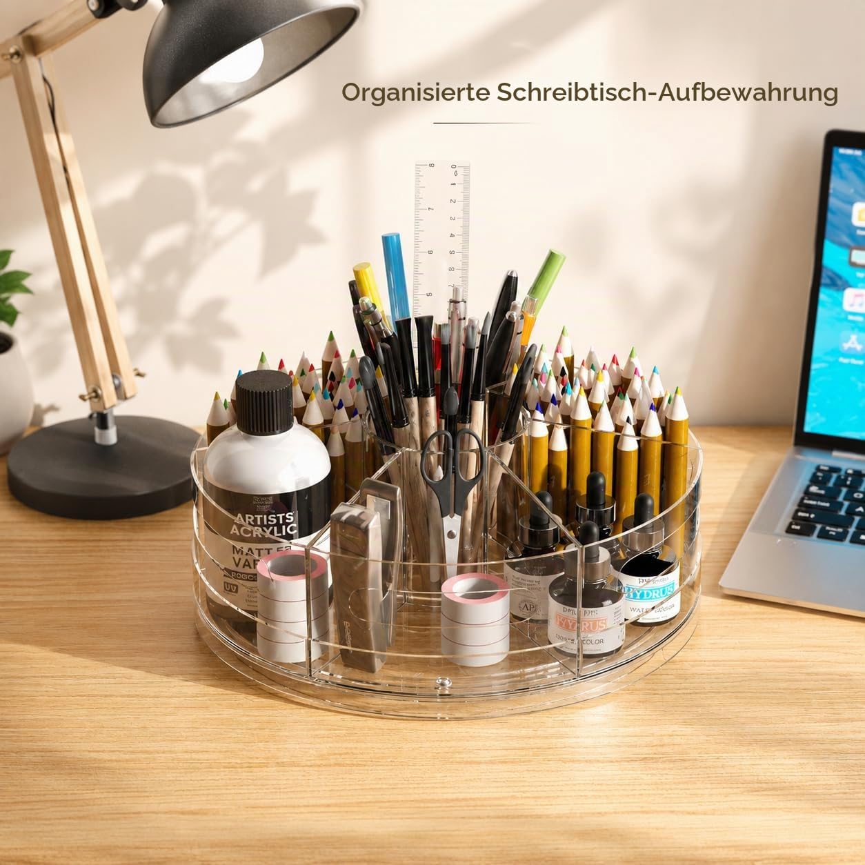 CraftGenes Transparenter drehbarer Organizer, Acryl-Stifthalter, Marker-Organizer