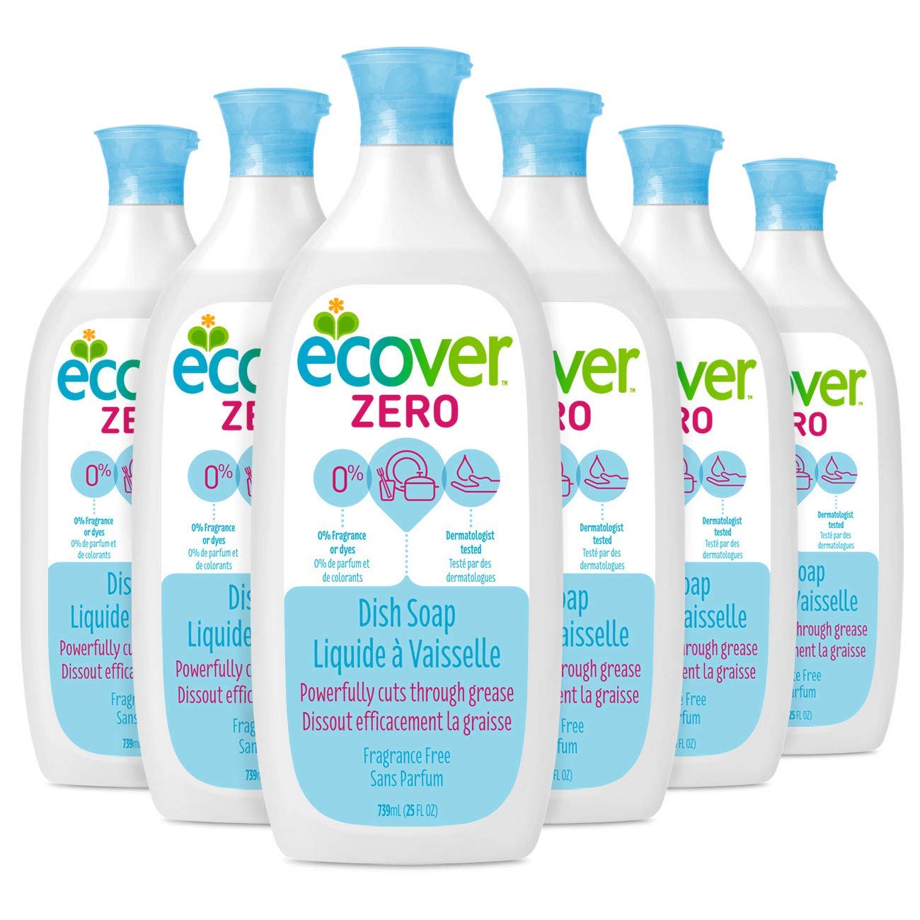 Ecover Naturally Derived Liquid Dish Soap, Zero FragranceFree, 25