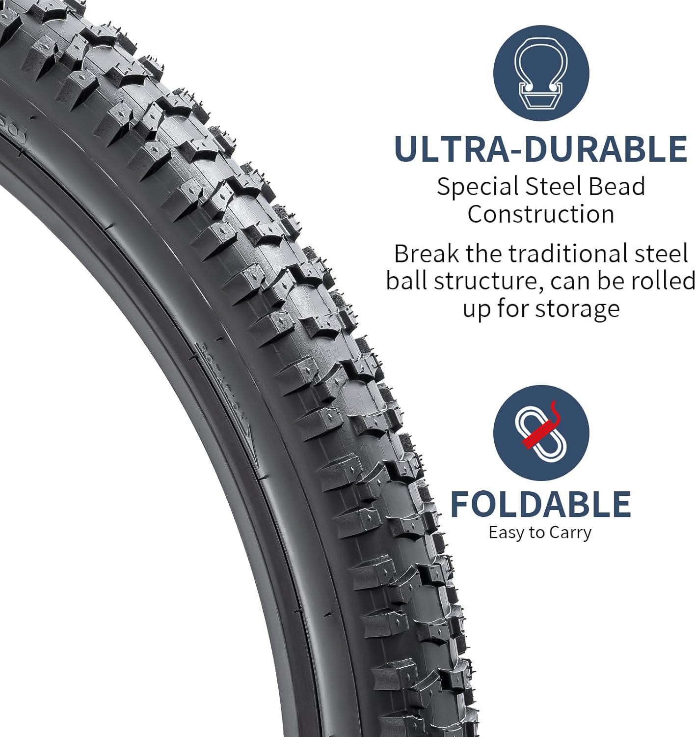 YUNSCM 2 PCS 26" Mountain Bike Tires 26x2.50/60-559 Compatible with 26x2.5 26 x 2.50 Off Road Bike Bicycle Tires (Y-997)