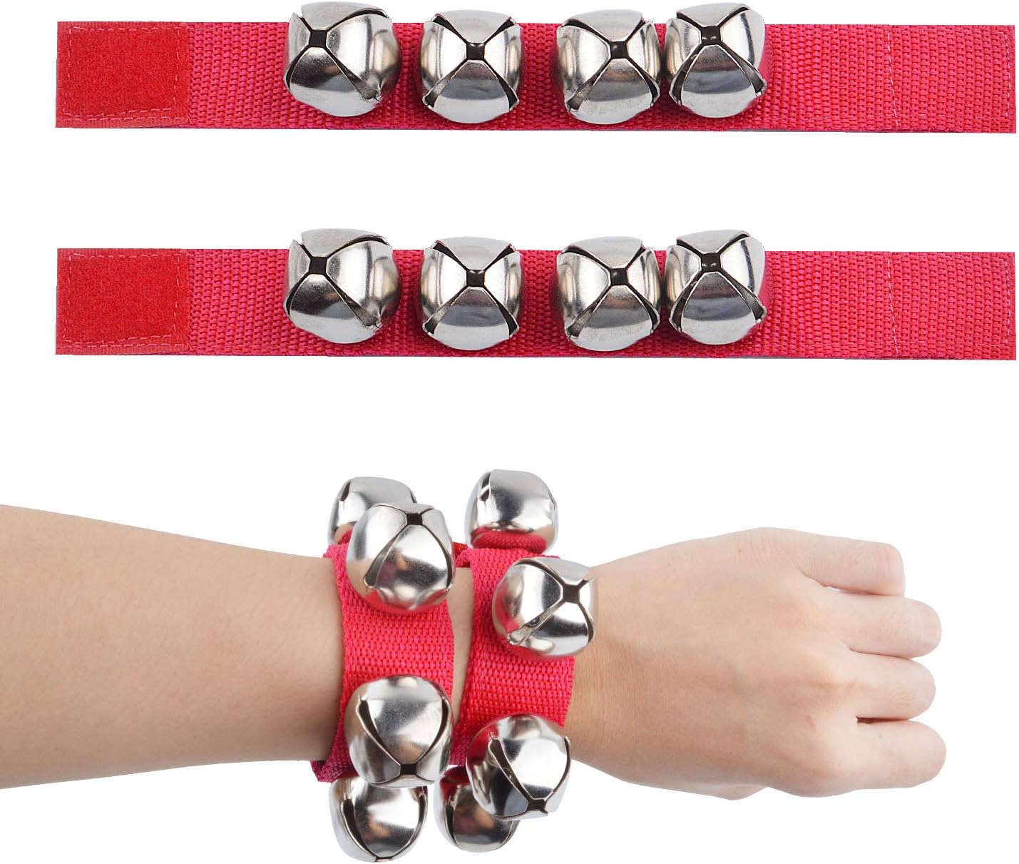 BronaGrand 2 Pcs Christmas Musical Tambourine And Wrist Shaking Jingling Bells - Image 5