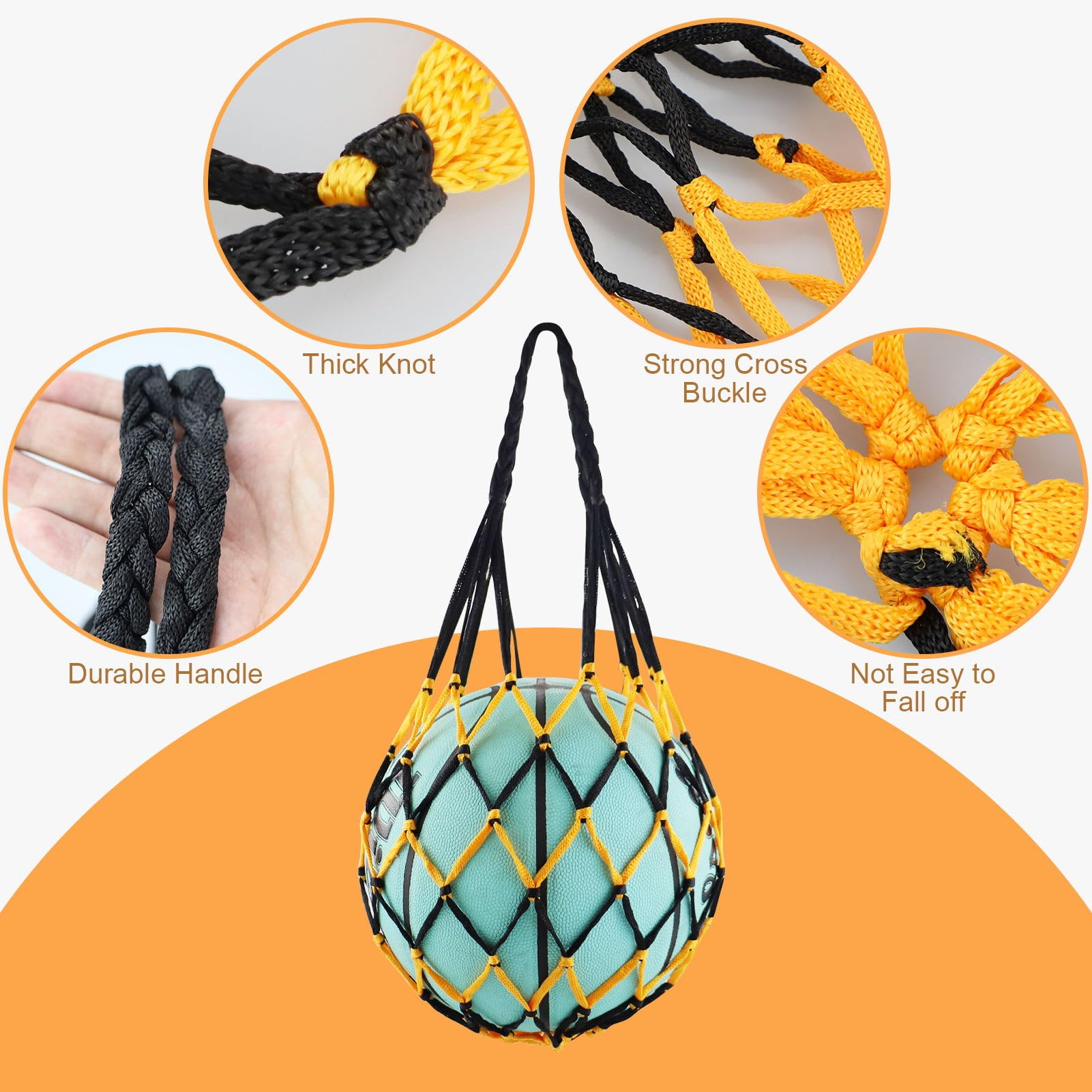REBECASKYENS Bolsa de malla para pelotas de fútbol, baloncesto y voleibol, 2 piezas, cierre de cordón