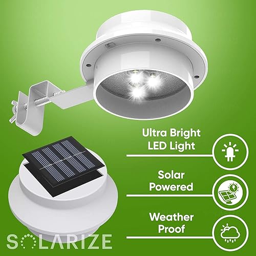 Miniatura 2 de BRIGHTOLOGY Incredalight Solarize - Luces solares impermeables para exteriores (4 luces), luz LED cálida para uso exterior canalón, techo, valla,
