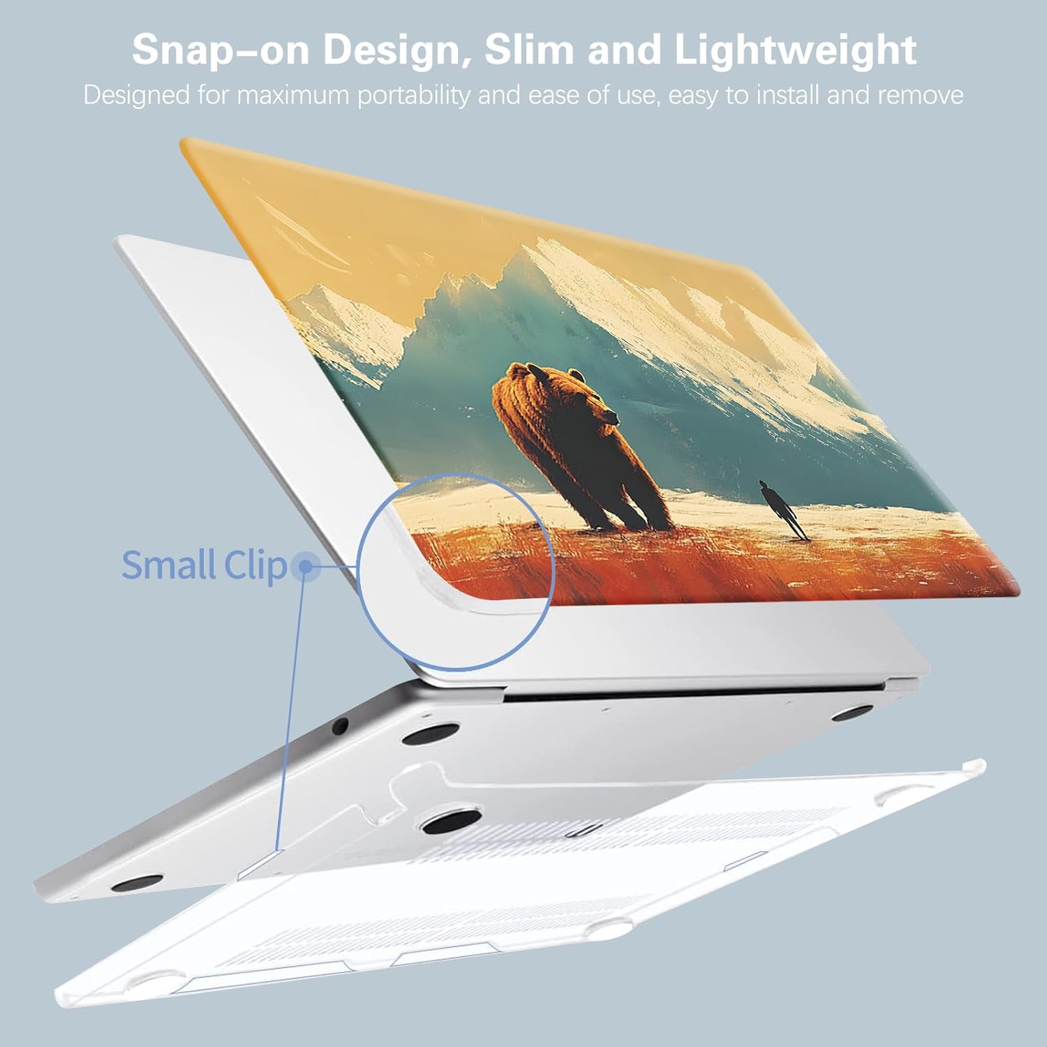 KEROM Compatible for MacBook Pro 13 Inch Case 2025 2024 2023 2022-2016 M2 M1 A2338 A2289 A2251 A2159 A1989 A1706 A1708, Cute Aesthetic Protective Plastic Hard Shell & Keyboard Cover, Bear