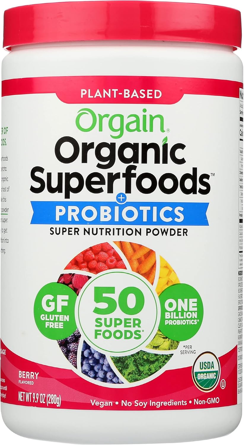 Orgain Organic Superfood + Probiotics, Berry, USDA Organic
