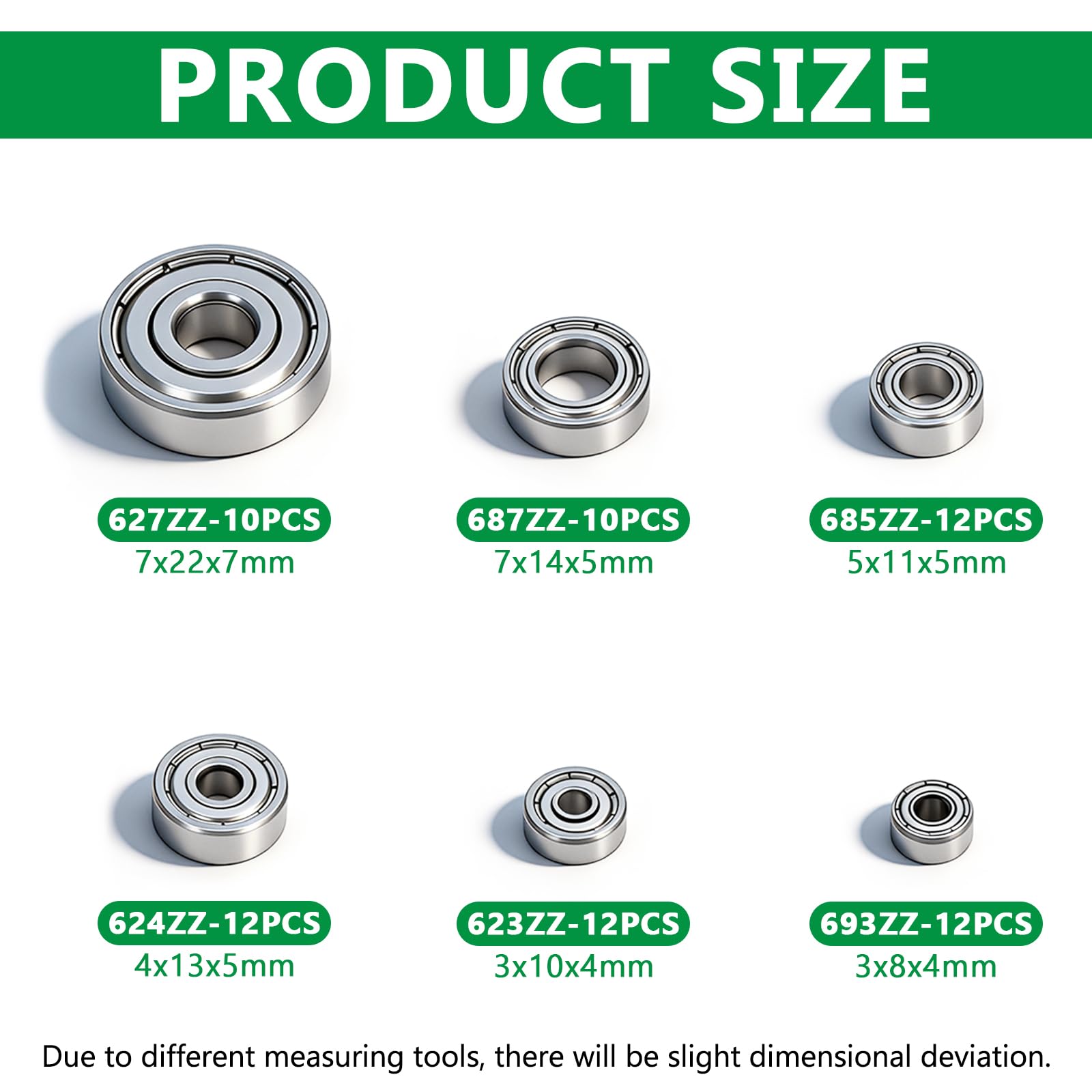 68PCS Ball Bearings Kit - 693ZZ, 623ZZ, 624ZZ -2
