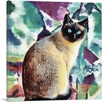 ARTCANVAS Siamese Cat Breed Colors Canvas Art Print Stretched Framed Painting Picture Poster Giclee Wall Decor - 18" x 18" 0.75" Deep