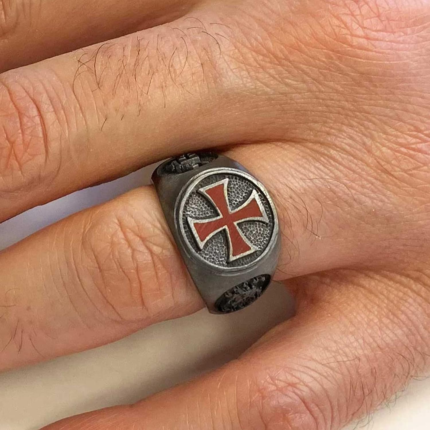 Red Cross Masonic Ring, Crusade Mason Ring, Red Cross Masonic Ring, Knights Templar Statement Ring, Knights Signet Ring, Templar Signet Ring