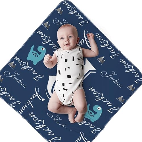 Miniatura 4 de Manta personalizada para bebé niño y niña con diadema de lazo y sombrero, manta de bebé personalizada con nombre, regalos personalizados para bebé