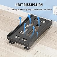 Vista 3 de BYMECOST Soporte de torre ajustable para computadora, soporte de PC para CPU móvil con 4 ruedas giratorias que se adapta a la mayoría de PC debajo