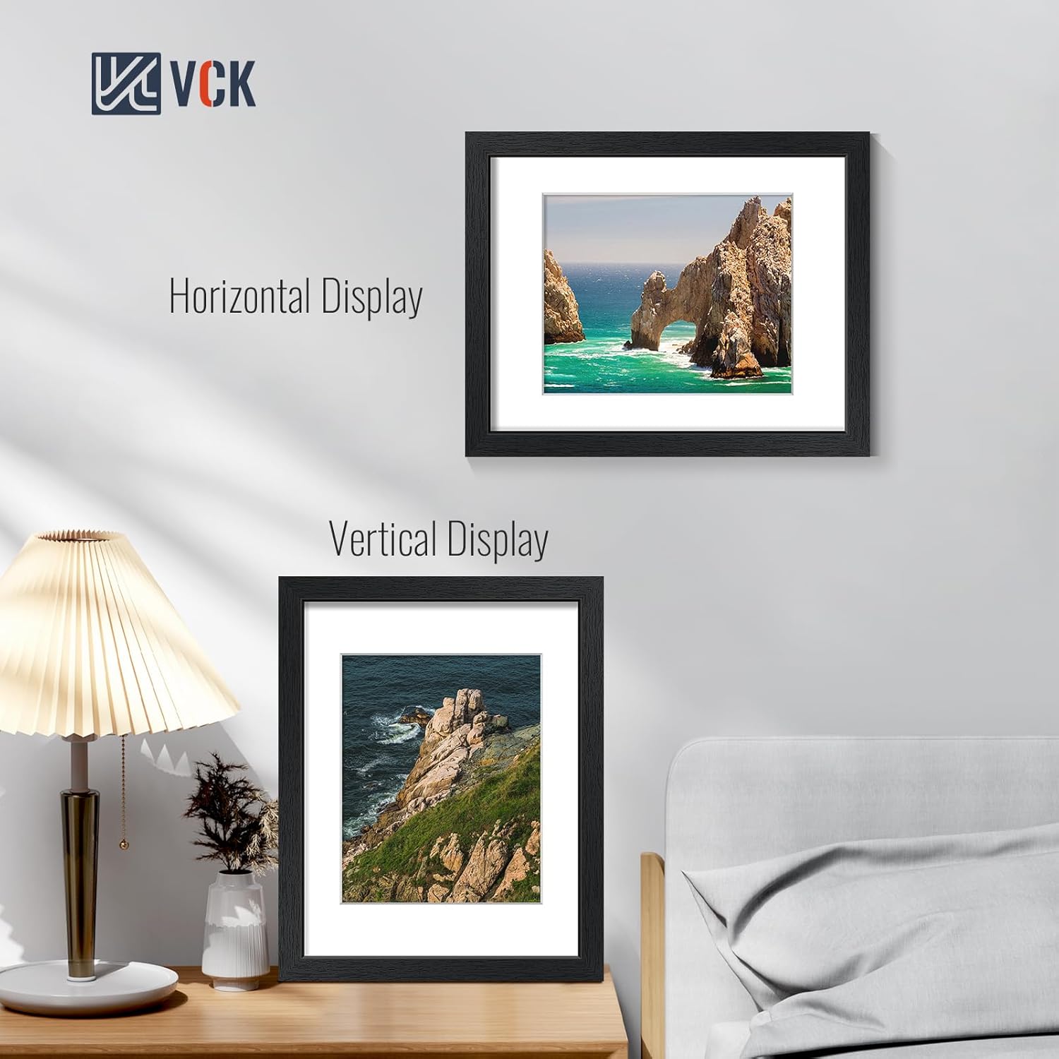 VCK 11x14 Picture Frame 4 Pack, Black Wood Poster Frame, Tempered Glass, Display Photo 8x10 with Mat or 11 x 14 Without, for Home, Office, Studio and Gallery, Wood Grain Series, Wall Hanging